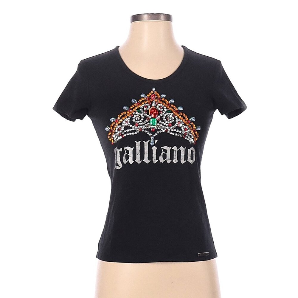 Galliano vintage t-shirt rhinestone tiara black Size: XS